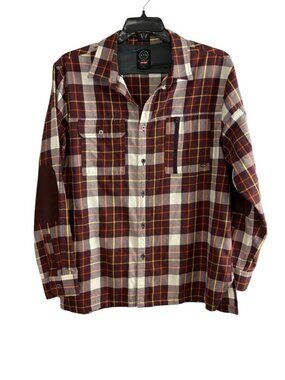 ATG Wrangler Mens Shirt Size XL Button Down Brown Plaid Long Sleeve Pockets